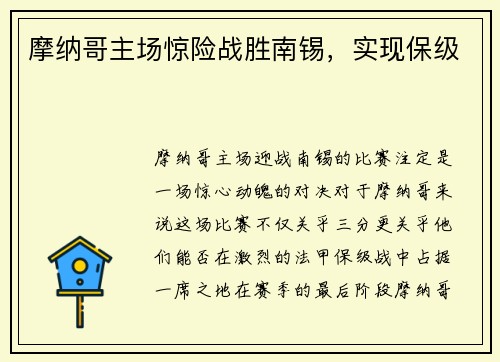 摩纳哥主场惊险战胜南锡，实现保级