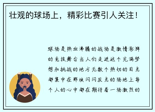 壮观的球场上，精彩比赛引人关注！